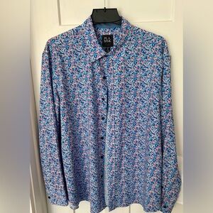 Jos. A. Bank Floral Patterned Traveler Shirt - Blue and Pink